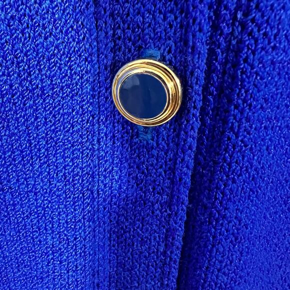 Vintage St. John Marie Gray Santana Knit Midi Dress Blue Belted 8 - Picture 7 of 14